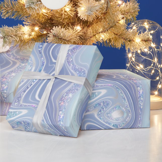 Regnbåggradient och silvringsfenor strata presentpapper (Helgdagar)