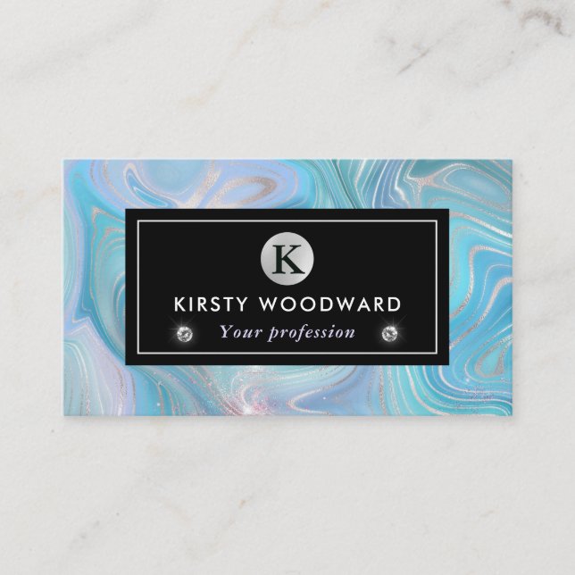 Regnbåggradient och silvringsfenor strata visitkort (Framsida)