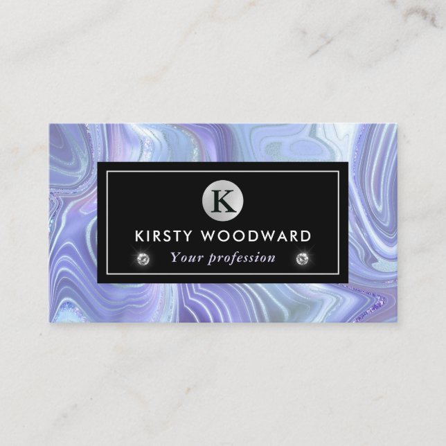 Regnbåggradient och silvringsfenor strata visitkort (Framsida)