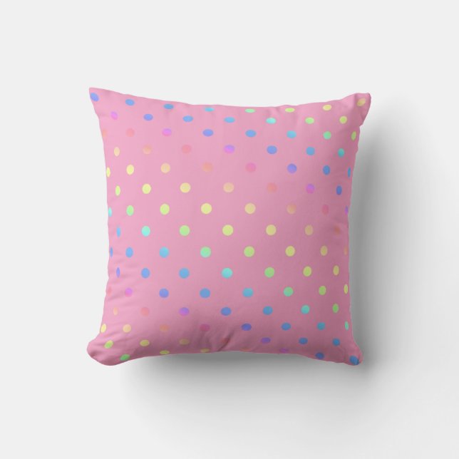 Regnbåggradient Polka dots på Rosa Kudde (Framsida)