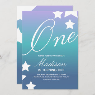 Regnbåggradient staplar alla ålders färgstarka inb inbjudningar