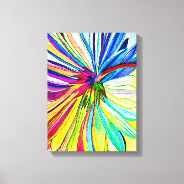 Regnbåggrobera, färgad blomma canvastryck (Framsida)
