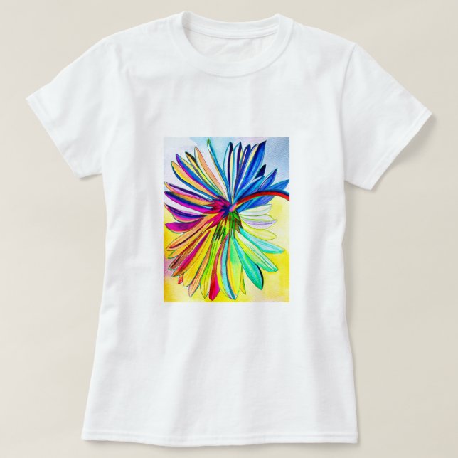 Regnbåggrobera, färgad blomma t shirt (Design framsida)