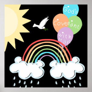 Regnbågguds pakt med Man Sol-ballonger Poster