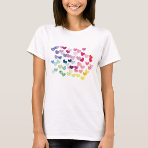 Regnbåghjärtan pride kärlek färgad vattenfärg t shirt