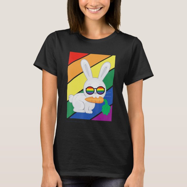 Regnbågkanin med lgbtq Flagga månad med lgb T Shirt (Framsida)