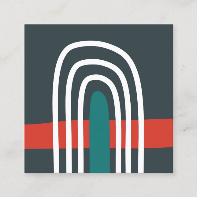 Regnbågkonst, abstrakt boho-design fyrkantigt visitkort (Framsida)