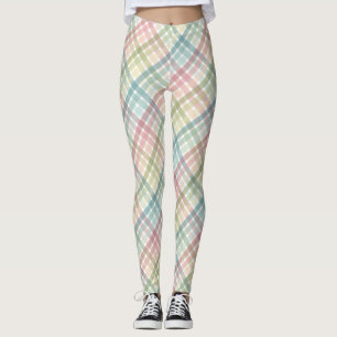 Regnbågpastellfärgad rödbrun mönster leggings