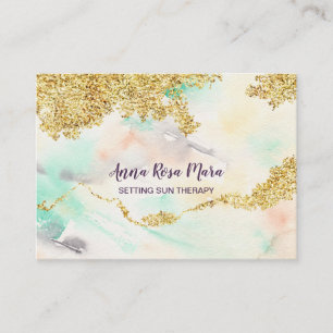 *~* Regnbågpastellfärgad Tvätta + Guld Glitter Visitkort