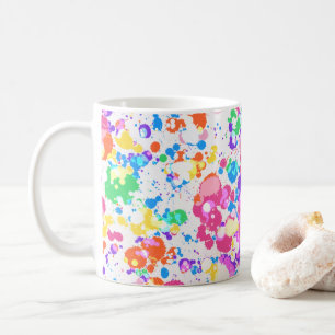 Regnbågplatterteckning, färgade Stänk Kaffemugg