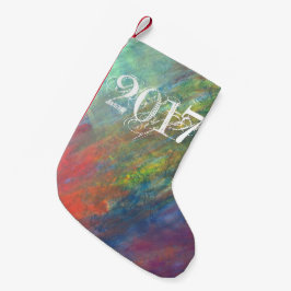 Regnbågs Abstrakt | Coola Psychedelic Brushstrokes Liten Julstrumpa