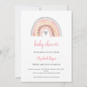 Regnbågs Baby Shower Bok Begäran Blöja Lotteri Inbjudningar