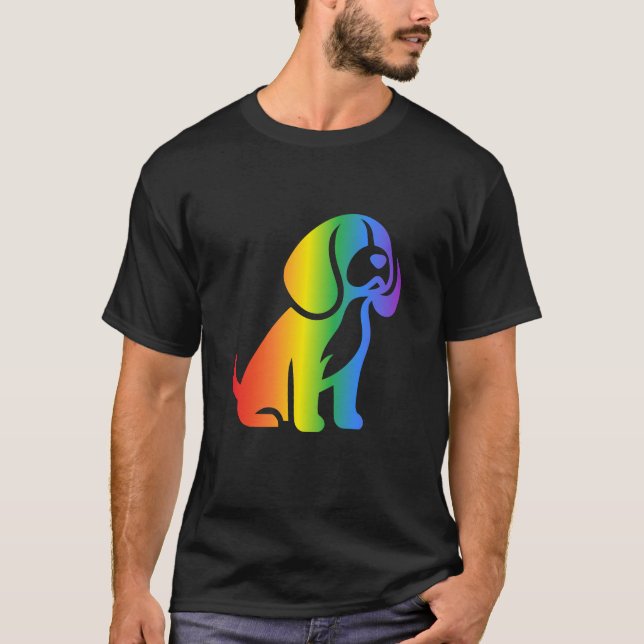 Regnbågs Beagle Hundälskare  T Shirt (Framsida)