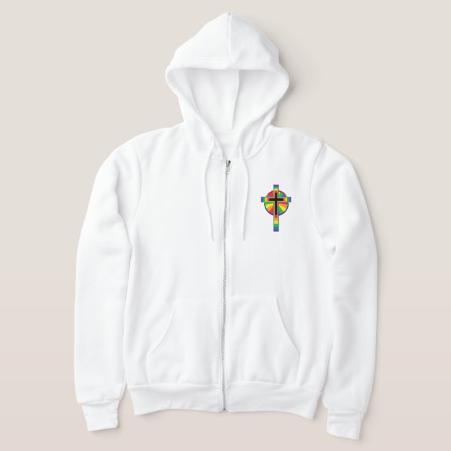 Regnbågs Cross Hoodie T Shirt (Laydown)