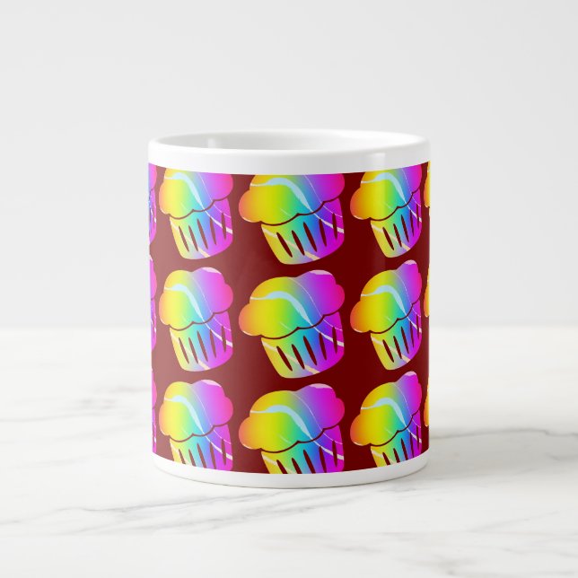 Regnbågs Cupcakes Dk Röd Jumbo Mugg (Framsidan)