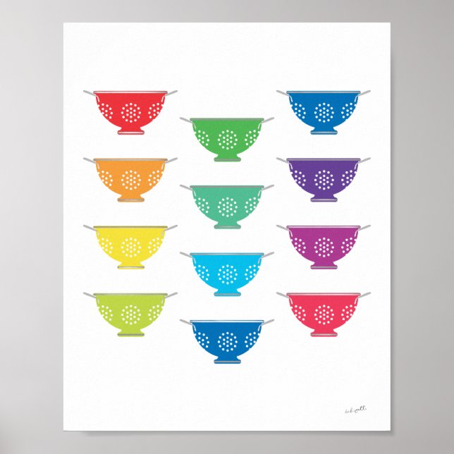 Regnbågs Durkslit Modern Färgrik Köks Konst Poster (Framsidan)