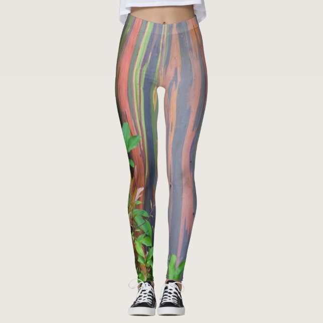 Regnbågs Eukalyptus Träd Leggings (Framsida)
