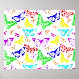 Regnbågs Färgad Butterflies Flygande Poster