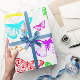 Regnbågs Färgad Butterflies Flygande Presentpapper