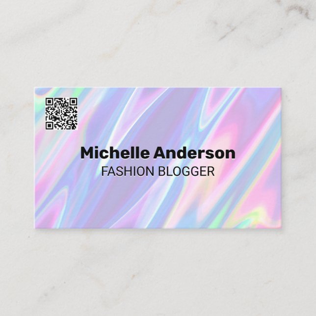 Regnbågs flytande bakgrund | QR-kod Visitkort (Framsida)