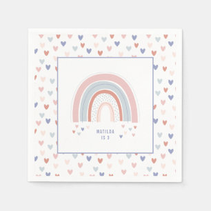 Regnbågs födelsedagsfest i rosa lila + blått pappersservett