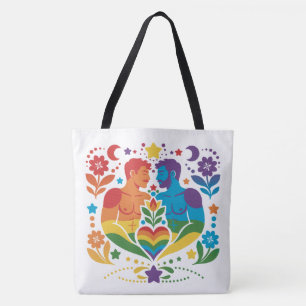 Regnbågs Folk Art Pride Trädgård Tygkasse