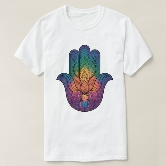 regnbågs Hamsa handen T Shirt (Design framsida)