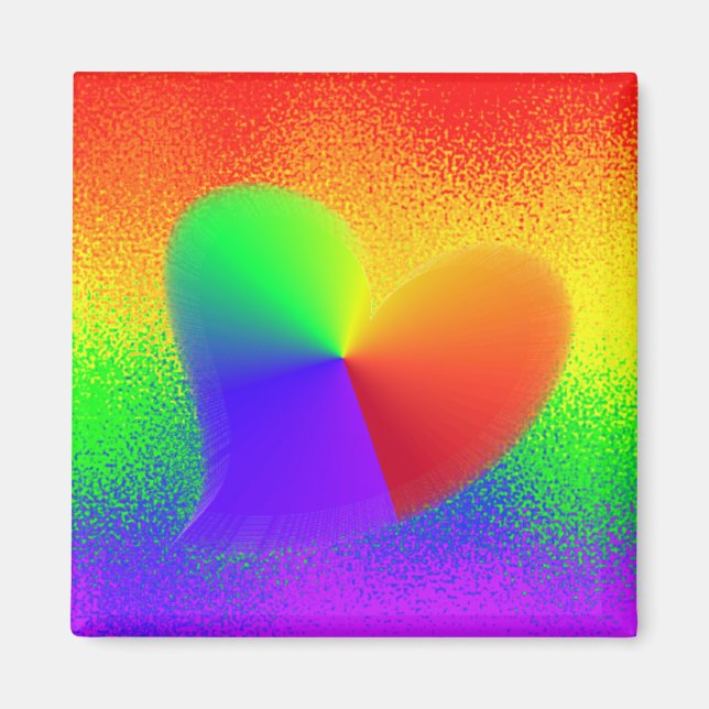 Regnbågs Hjarta Magnet (Framsidan)