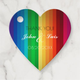 Regnbågs hjärta Tack Gåvor Etiketter