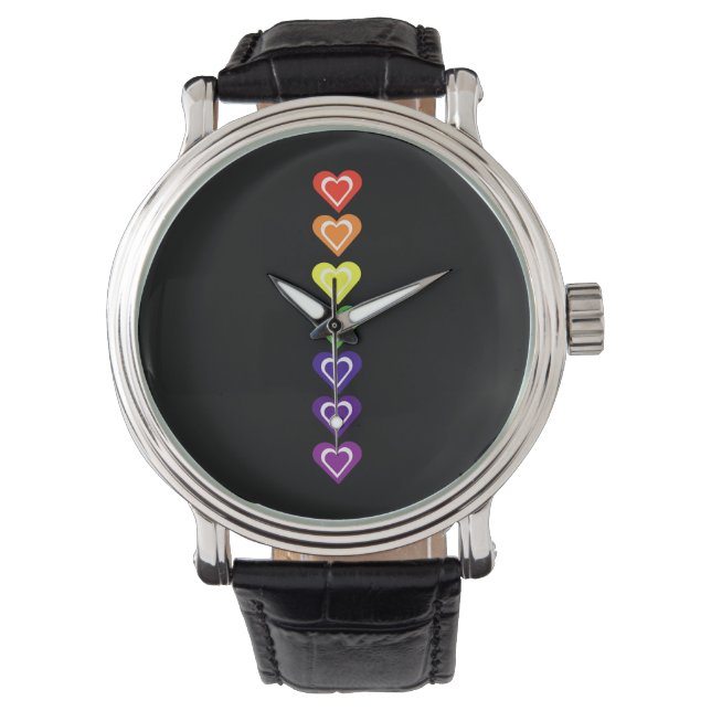 Regnbågs hjärtan armbandsur (Framsida)