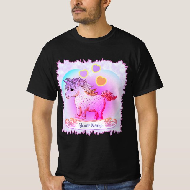 Regnbågs Hjärtans Enhörning   T Shirt (Framsida)