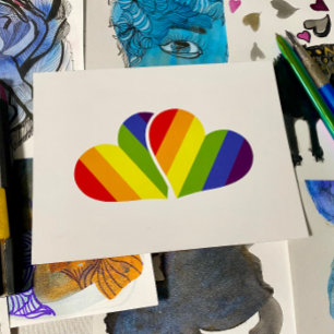 Regnbågs hjärtans Pride vykort – HBTQ+ Kärlek & Li