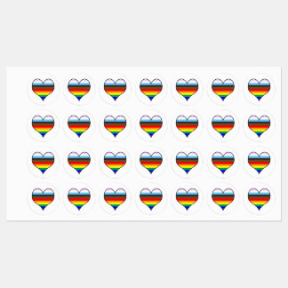 Regnbågs hjärtetiketter klistermärke