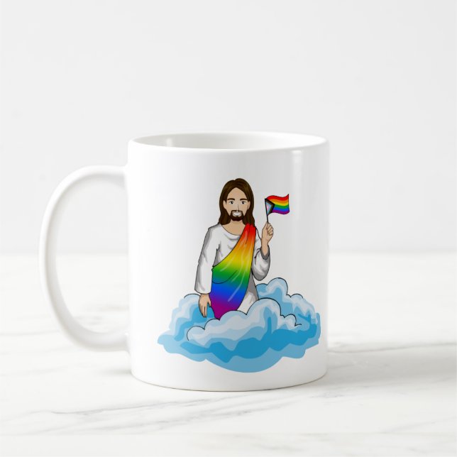 Regnbågs-Jesus-framstegsflagga Kaffemugg (Vänster)