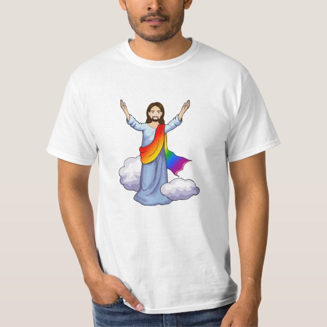 Regnbågs Jesus T Shirt (Framsida)