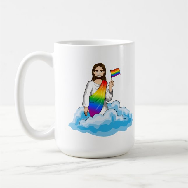 Regnbågs-Jesusflagga Kaffemugg (Vänster)