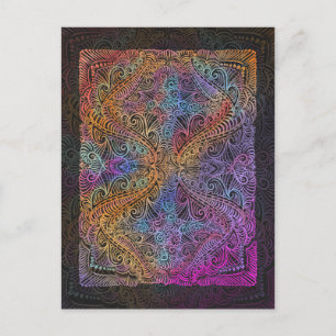 Regnbågs Kalejdoskop Mandala Vykort