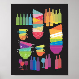 Regnbågs kök Mid Century Modern Svart Pop Art Poster