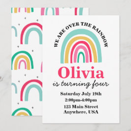 Regnbågs ljusa färger födelsedag inbjudningar
