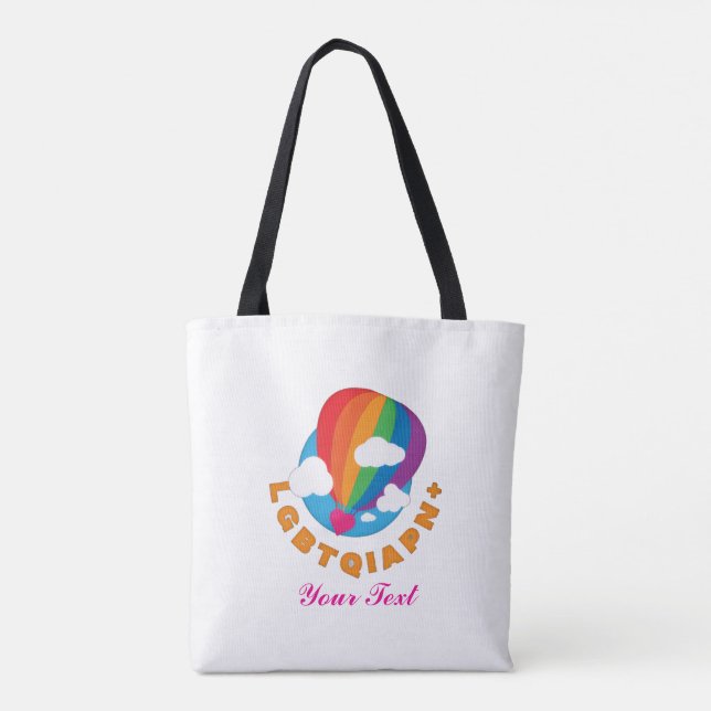 "Regnbågs Luftballong HGBTQIA+ Pridets Logotyp** Tygkasse (Baksida)
