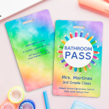 Regnbågs pennor Klassrum Toalettpass Märke