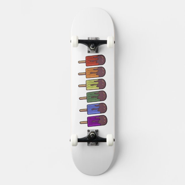 Regnbågs-Pinnepålsparad Mini Skateboard Bräda 18,5 Cm (Framsida)