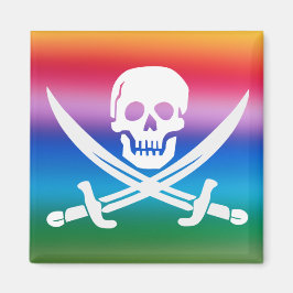 Regnbågs Pirate Jolly Roger Magnet