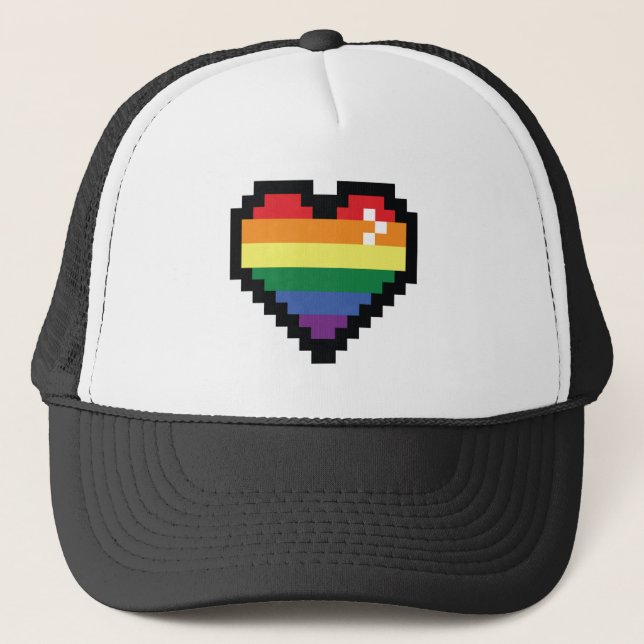 Regnbågs Pixel Hjarta Keps (Framsida)