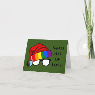 Regnbågs Santa hatt av kärlek foto Helgkort
