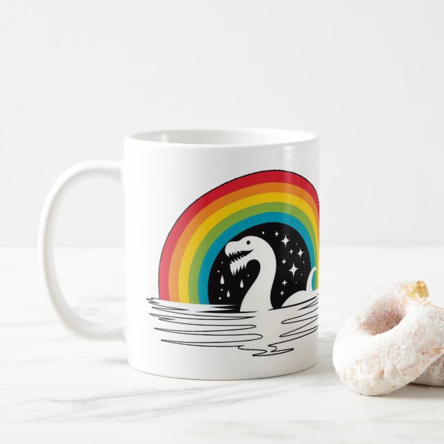 Regnbågs Sjö Monster Kaffemugg (Med munk)