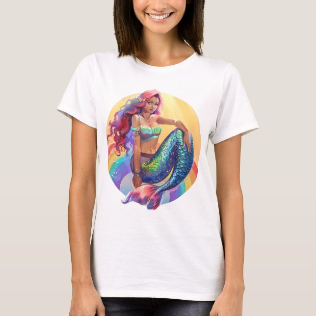 Regnbågs Sjöjungfru T Shirt (Framsida)