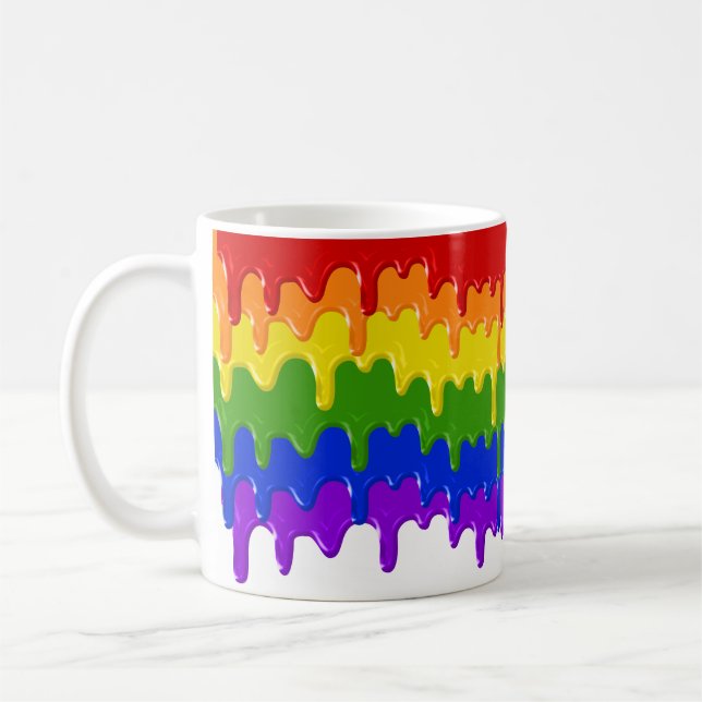 Regnbågs Slim Färgglada Färgdroppar Kaffemugg (Vänster)