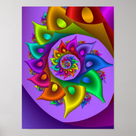 Regnbågs Snurra Spiral Kalejdoskop Fraktal Konst Poster