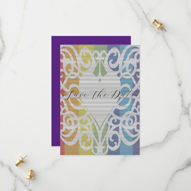 regnbågs spets hjärta save the dates spara datumet (Fram/Back In Situ)